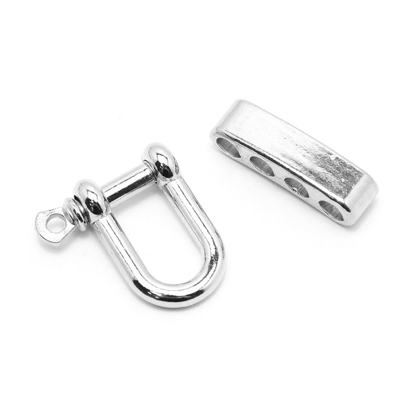 Clasp - Shackle - Screw Pin - Platinum - 30mm x 27mm - 1 Set