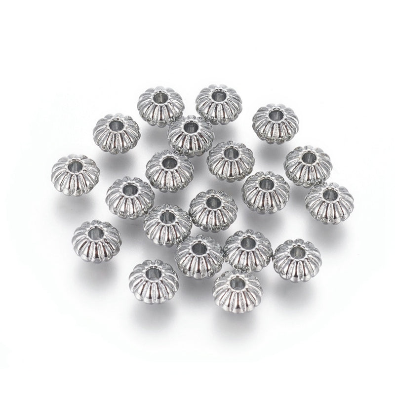 Metal - Rondelle - 7mm x 5mm - Platinum